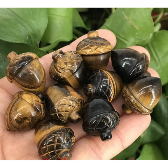 MATROOY 5pcs Natural Tiger's eye Pine Cones Quartz Crystal Carved Polishing Reiki Gem