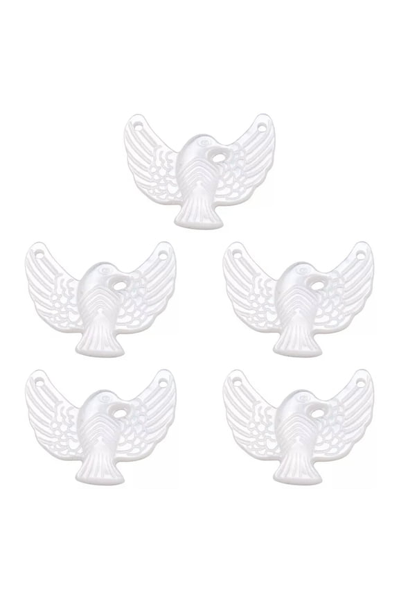 5pcs Natural White Shell Charms Carved Eagle Jewelry Pendants 14.5x18x2.5mm