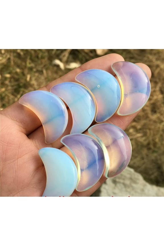 5pcs Opalite Mini Moon Pendant Quartz Crystal Pendant Carved Gem Reiki Healing