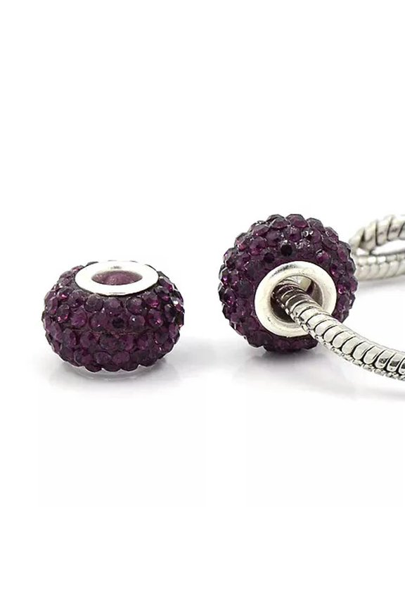 5pcs Rondelle Shining Grade A Rhinestone European Beads Mixed Jewl Crystal Charm-Indigo