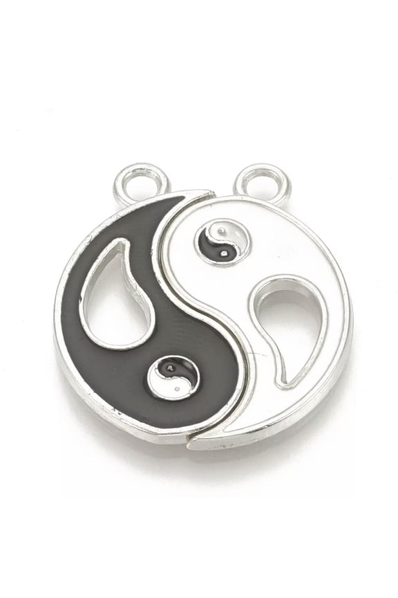 5sets Yin Yang Enamel Split Pendants Couples Matching Friendship Charms 27x15mm