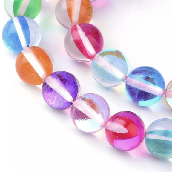 MATROOY 5strands Synthetic Moonstone Beads Dyed Round Colorful 6mm Crystal 60pcs/strand