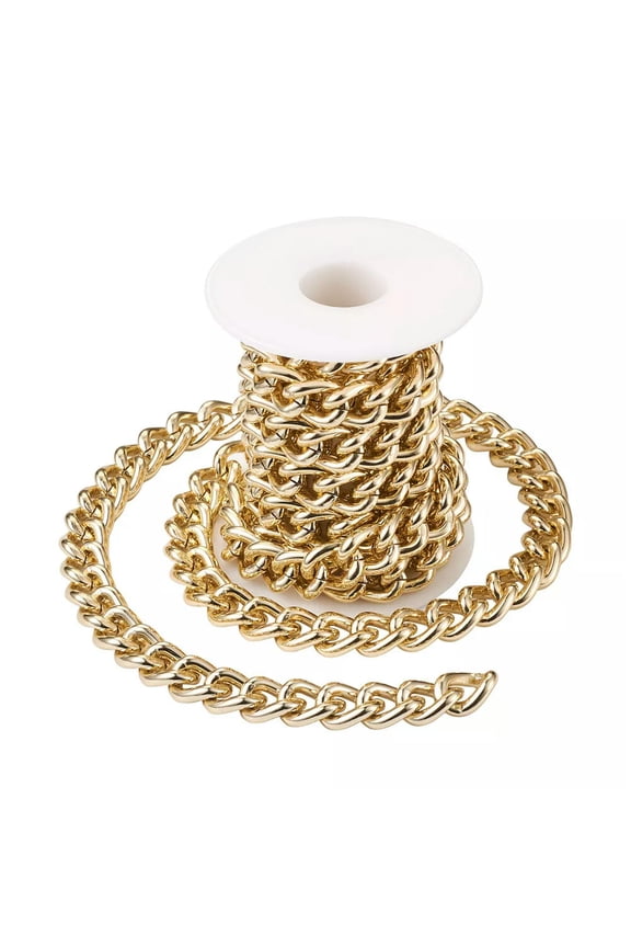 6.5 Feet Aluminum Curb Chain Link Golden Twisted Cable Chain Unwelded 17x13mm