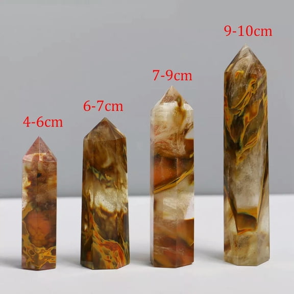 MATROOY 6-7cm Natural Yellow Smelting Jasper Quartz Crystal Point Healing Stone Wand