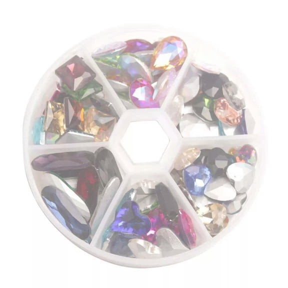 MATROOY 60PCS Mixed Lots Rhinestone Glass Crystal Heart Square Teardrop etc Fance Stone