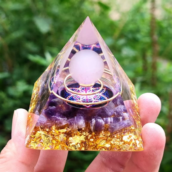 MATROOY 60mm Amethyst Crystal Sphere Orgonite Pyramid Chakra Energy Orgone Stone NEW