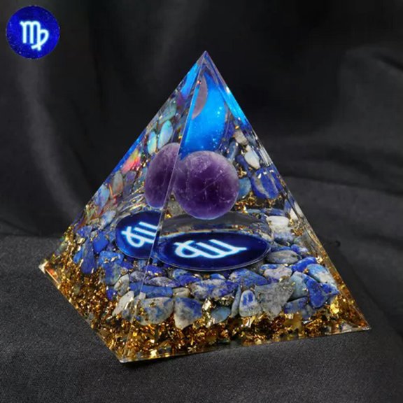 MATROOY 60mm Natural Amethyst Sphere Quartz Crystal Twelve Constellations Pyramid Epoxy-Virgo