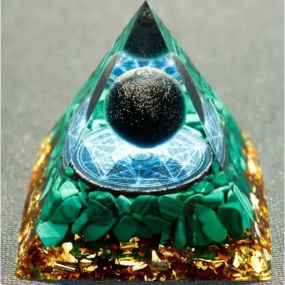 MATROOY 60mm Tree Life Space Crystal Quartz Sphere Orgonite Pyramid Chakra Energy Orgone-Colour 17-6cm