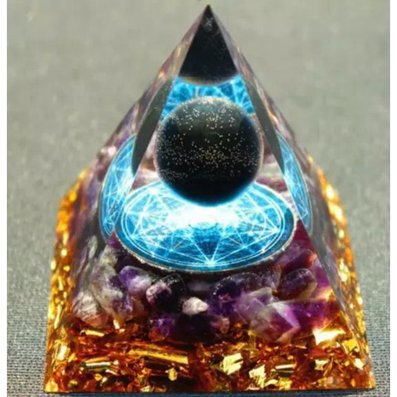 MATROOY 60mm Tree Life Space Crystal Quartz Sphere Orgonite Pyramid Chakra Energy Orgone-Colour 18-6cm