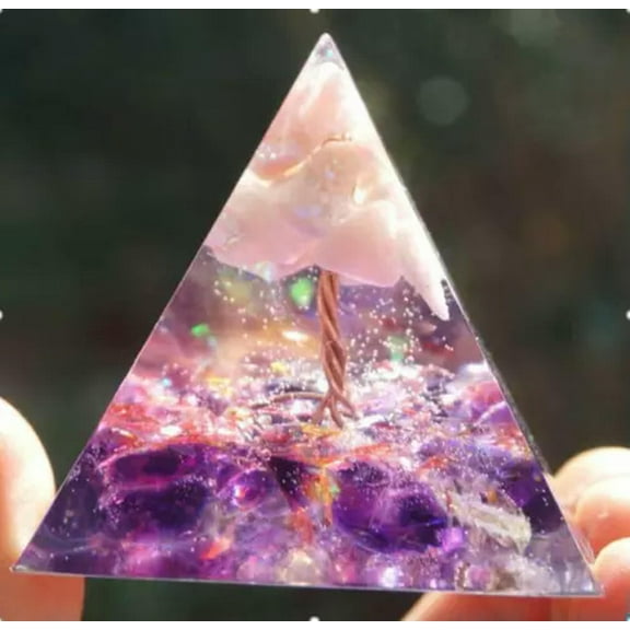 MATROOY 60mm Tree Life Space Crystal Quartz Sphere Orgonite Pyramid Chakra Energy Orgone-Colour 20-6cm