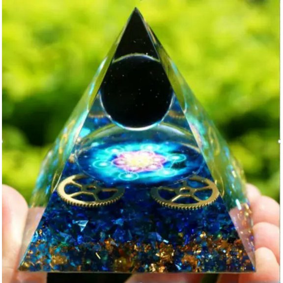 MATROOY 60mm Tree Life Space Crystal Quartz Sphere Orgonite Pyramid Chakra Energy Orgone-Colour 8-6cm