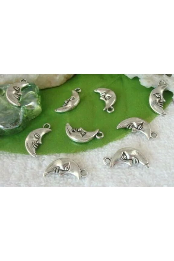 60pcs Tibetan Silver Metal moon charms For Jewelry Making