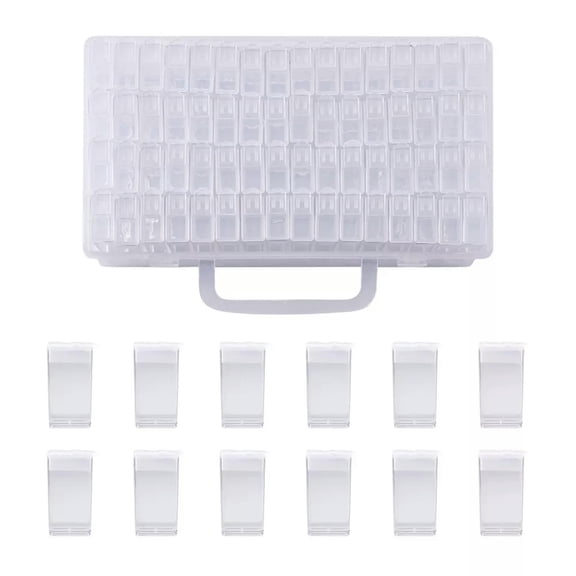 MATROOY 64pcs/box Plastic Bead Containers Flip Top Tiny Beads Storage Clear Empty Box