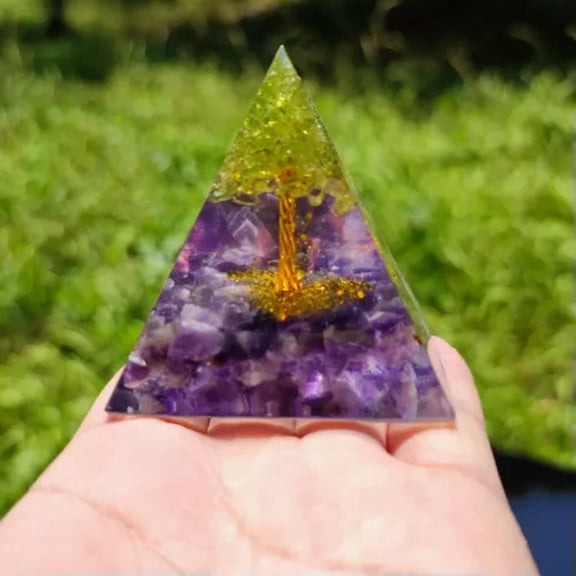 MATROOY 6CM Amethyst Crystal Sphere Orgonite Pyramid Obsidian Chakra Energy Orgone Stone-12