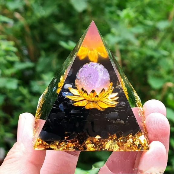 MATROOY 6CM Amethyst Crystal Sphere Orgonite Pyramid Obsidian Chakra Energy Orgone Stone