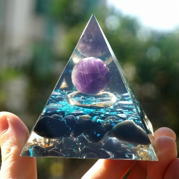 MATROOY 6CM Amethyst Crystal Sphere Orgonite Pyramid Obsidian Chakra Energy Orgone Stone