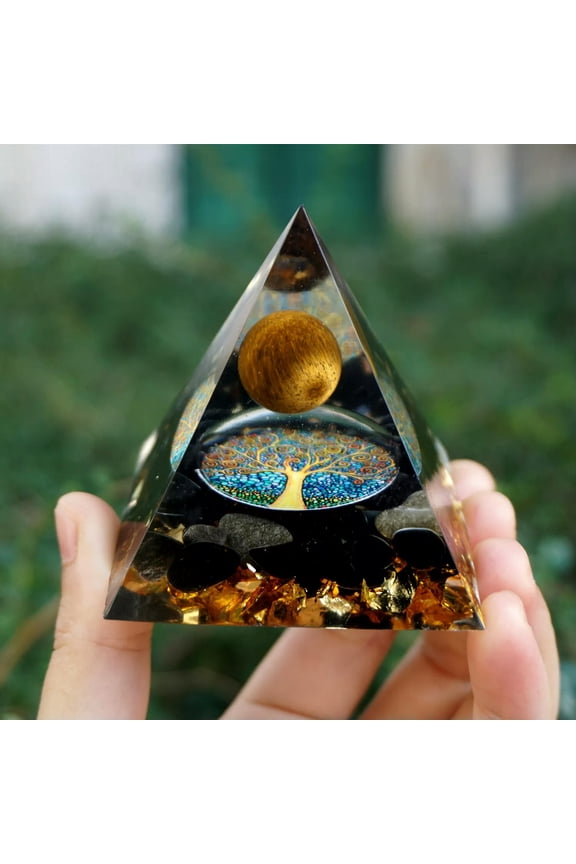 6CM Tiger Eye Sphere Orgonite Pyramid Obsidians Chakra Energr Orgone Stone Decor