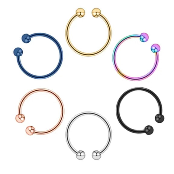 MATROOY 6Pcs 20G Horseshoe Septum Earrings Tragus Lip Nose Eyebrow Body Piercing Ring-A