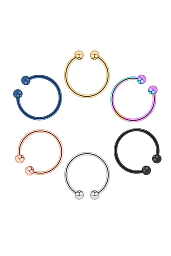 6Pcs 20G Horseshoe Septum Earrings Tragus Lip Nose Eyebrow Body Piercing Ring-A