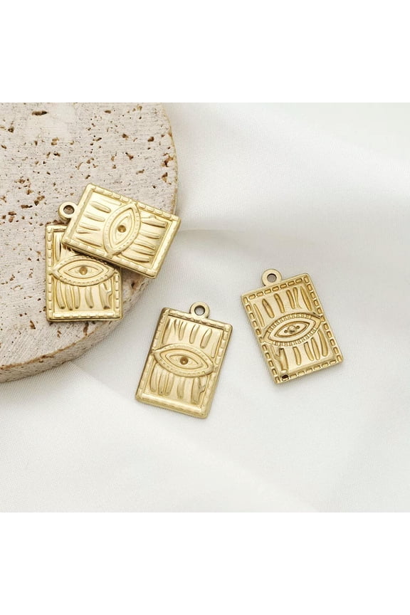 6Pcs Evil Eye Pendant Charm Raw Brass Mystic Eye Charms For Diy Jewelry