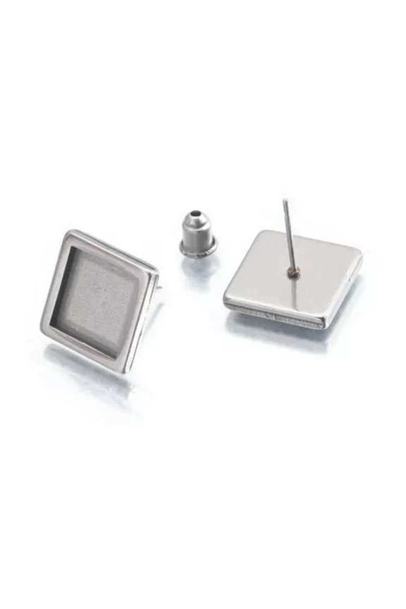 6Pcs Stainless Steel Stud Earring Bezel Settings Blanks For Diy Jewelry Findings-10mm