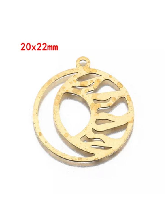 6X Brass Celestial Moon Sun Star Charms All Seeing Eye Pendant Diy For Jewelry-Moon Sun
