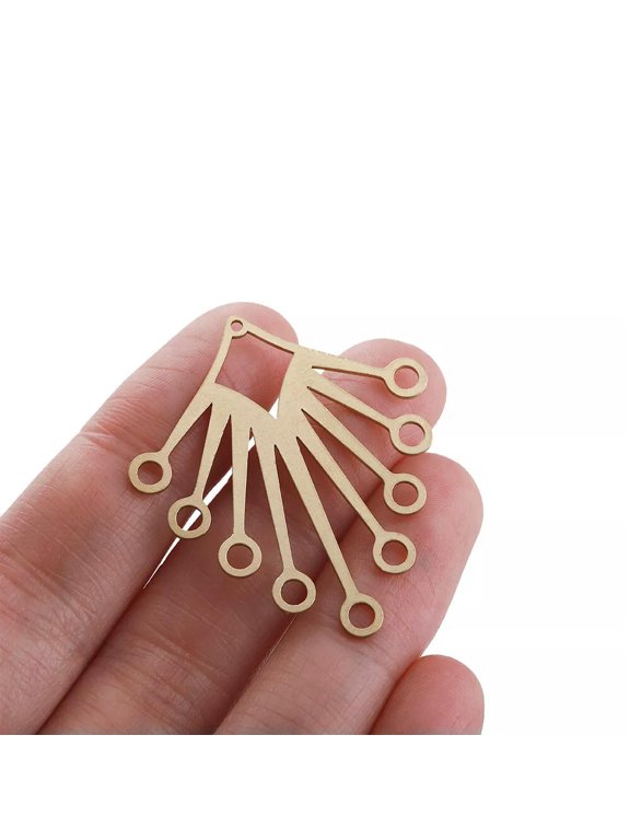 6X Brass Fan Shaped Multi Strand Link Connector Earring Chandelier For Jewelry