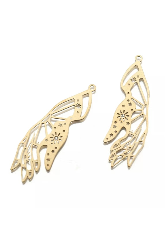 6X Raw Brass Hand Pendant Esoteric Symbol Tarot Astrology Charms For Diy Jewelry