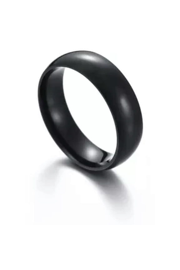 6mm Wide Band Stainless Steel Rings Couple Rings Engagement Finger Ring PUNK --black-8