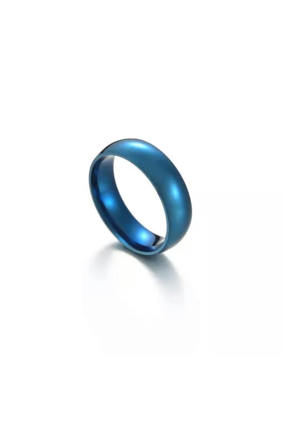 6mm Wide Band Stainless Steel Rings Couple Rings Engagement Finger Ring PUNK --blue-8