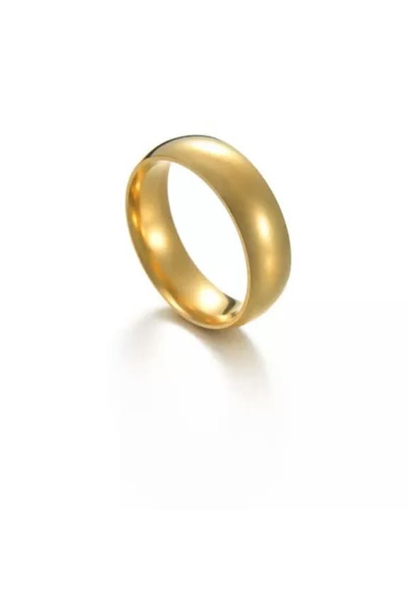 6mm Wide Band Stainless Steel Rings Couple Rings Engagement Finger Ring PUNK --golden-8