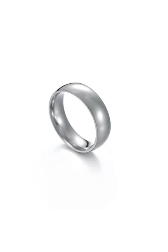 6mm Wide Band Stainless Steel Rings Couple Rings Engagement Finger Ring PUNK --silver-12