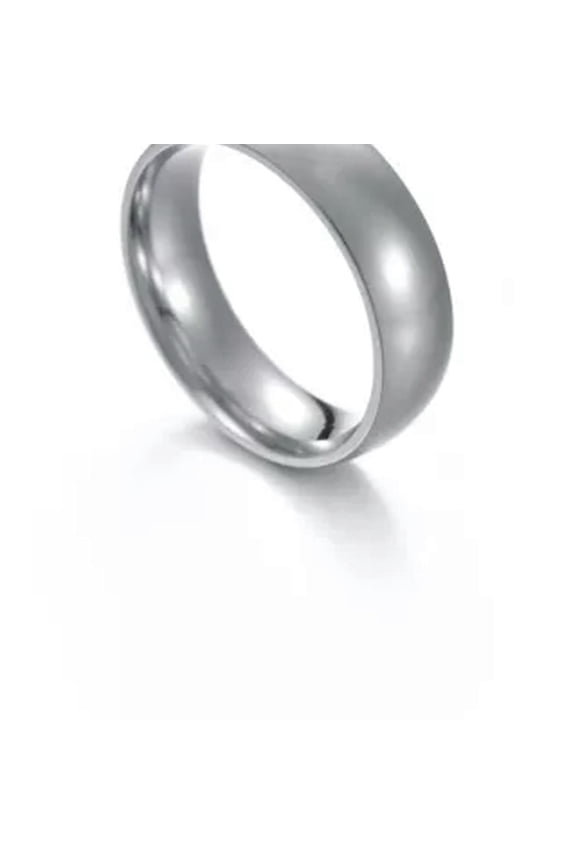6mm Wide Band Stainless Steel Rings Couple Rings Engagement Finger Ring PUNK --silver-9