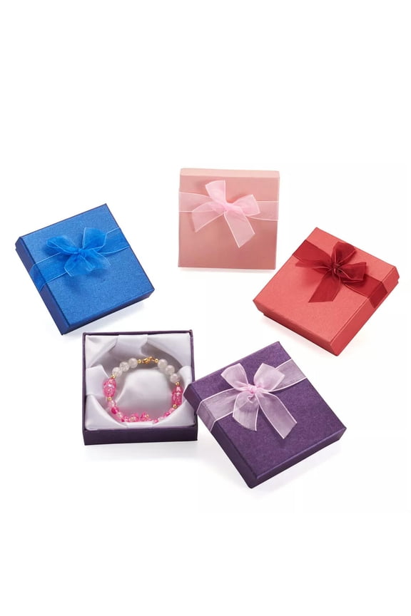 6pcs Cardboard Bracelet Boxes Bangle Jewelry Packages Square Mixed Color 9cm