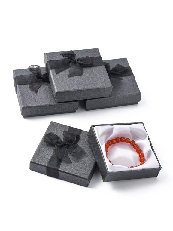 72pcs Bracelet Bangle Cardboard Boxes Square Gift Case Black Bowknot 3.5" 3.5"