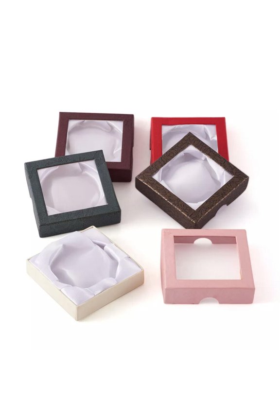 72pcs Square Cardboard Boxes for Bracelet Bangle Mixed Color 9cm Satin Inner