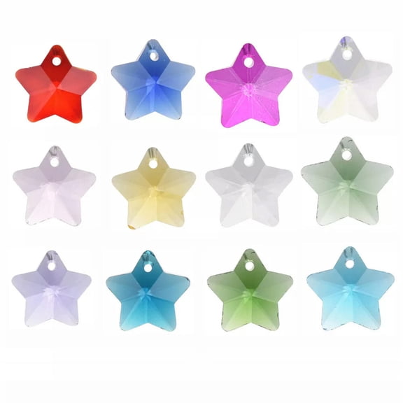 MATROOY 72pcs/box Faceted Star Transparent Charm Pendants Multi-Color 13x13.5x7mm