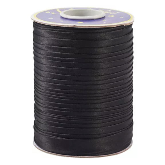 MATROOY 73 Yards Single Fold Bias Binding Tape 15mm Single Face Polyester Satin Ribbon-black