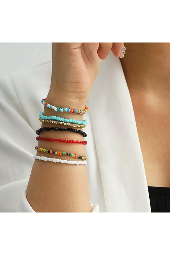 7pcs/set Boho Adjustable Handmade Beads Seed Beaded Bracelets Bangl_yi