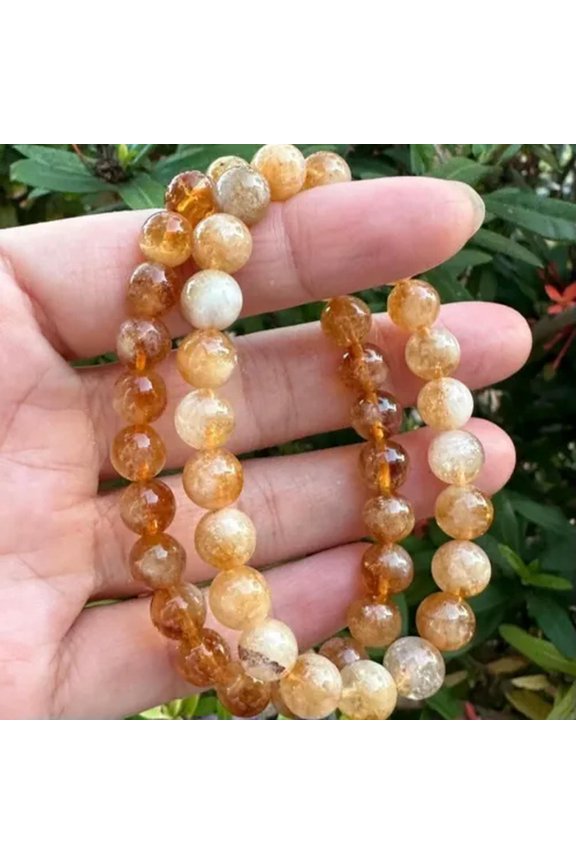8-10mm Stretchy Stone Bracelets Assorted Natural Gemstone Beads Healing Reiki-Citrine