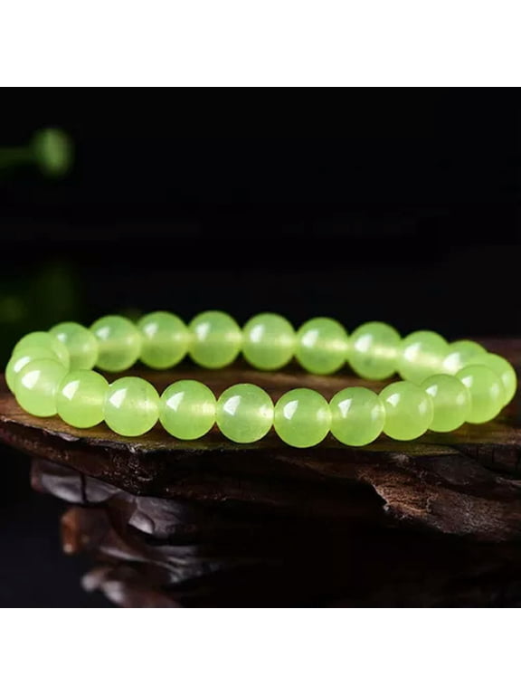 8-10mm Stretchy Stone Bracelets Assorted Natural Gemstone Beads Healing Reiki-Green Nephrite