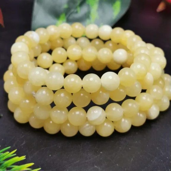 MATROOY 8-10mm Stretchy Stone Bracelets Assorted Natural Gemstone Beads Healing Reiki-Honey Calcite