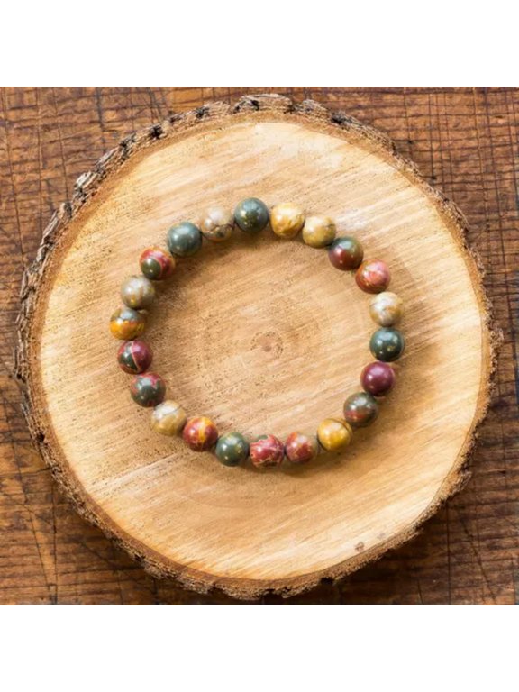 8-10mm Stretchy Stone Bracelets Assorted Natural Gemstone Beads Healing Reiki-Red Creek Jasper