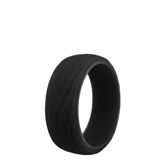 MATROOY 8.7mm Men Rings Finger Rings Band Rubber Rings Silicone Ring Size 7-13 Bark Vein-black-9