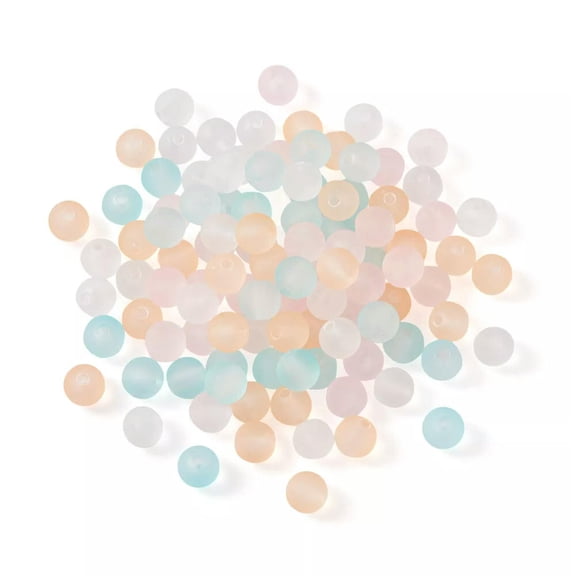 MATROOY 800pcs Frosted Round Acrylic Beads 7.5mm Transparent Pastel Ball Loose Spacer