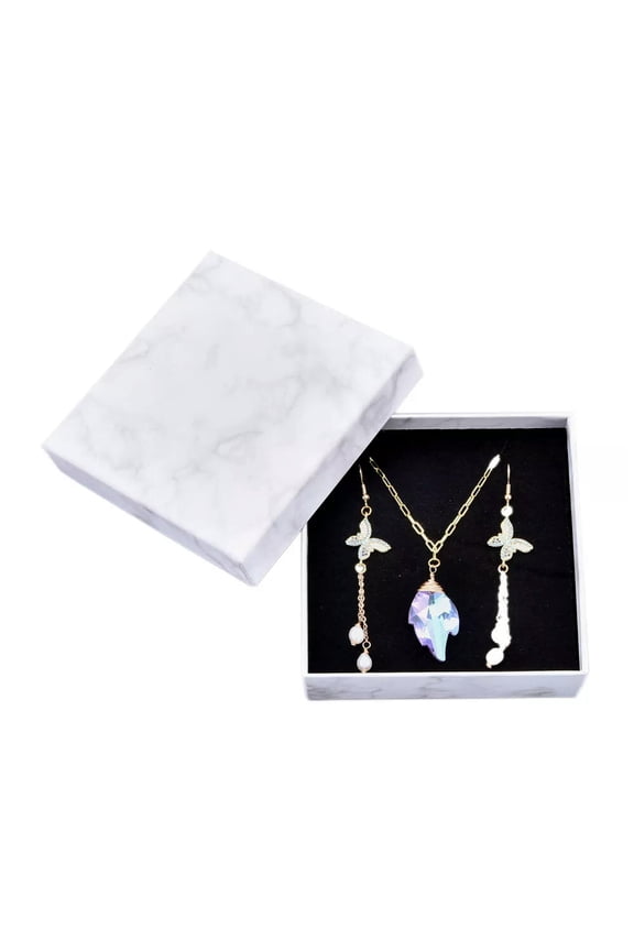 8PCS Marble Style Paper Boxes White Square 11.2cm Gift Jewelry Packaging Case