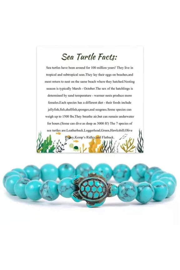 8mm Energy Natural Stone Turquoise Turtle Bead Bracelet Adjustable Jewelry Gift-Blue