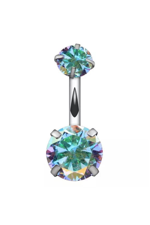 8mm Round Multicolor Belly Button Navel Ring Piercing Helix Jewe Stainless Steel-light green