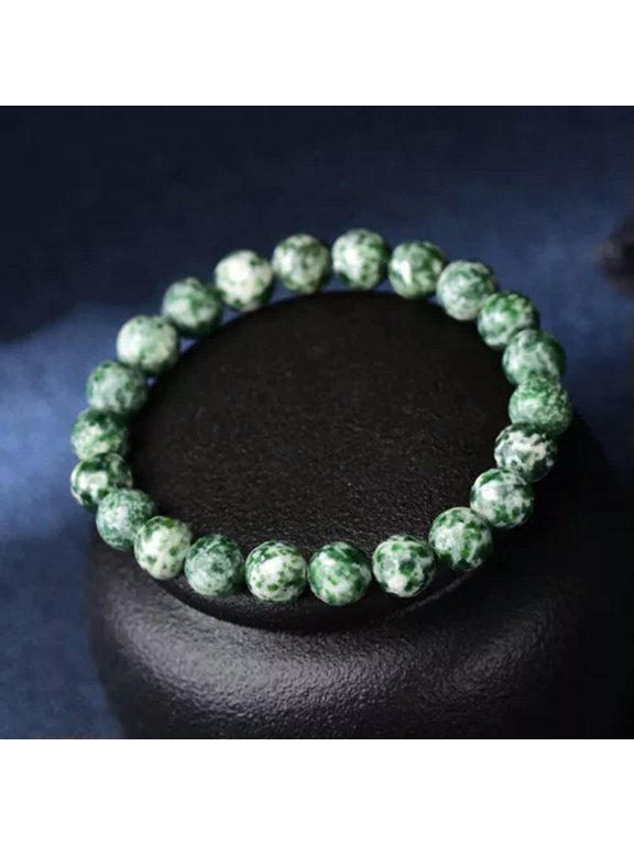 8mm Stretchy Crystal Bracelets Assorted Natural Gemstone Beads Healing Reiki-Green Spot Jasper