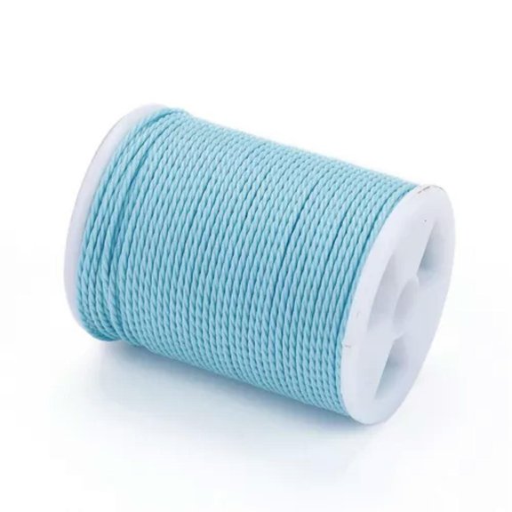 MATROOY 9-10Rolls Waxed Polyester Cords 1mm Twisted Sewing Thread Stitching Cords-Sky Blue-10 Rolls